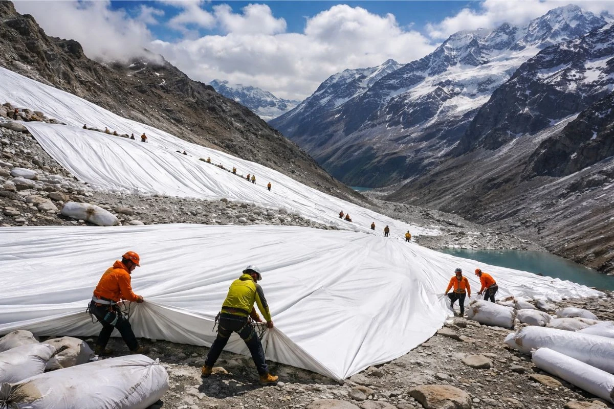 Waarom China in 2019 begon met het bedekken van gletsjers met gigantische dekens - image 1